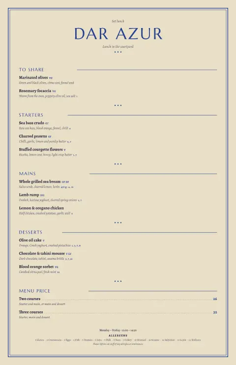 Lapis Courtyard – menu template preview