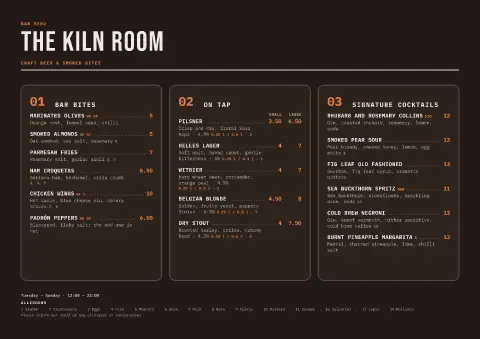 Kiln Grid – page 1 of the menu template