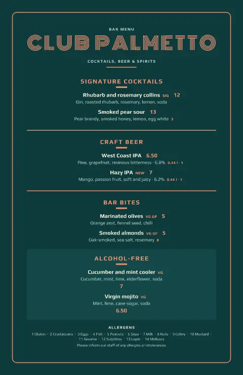Tiki Voltage – menu template preview