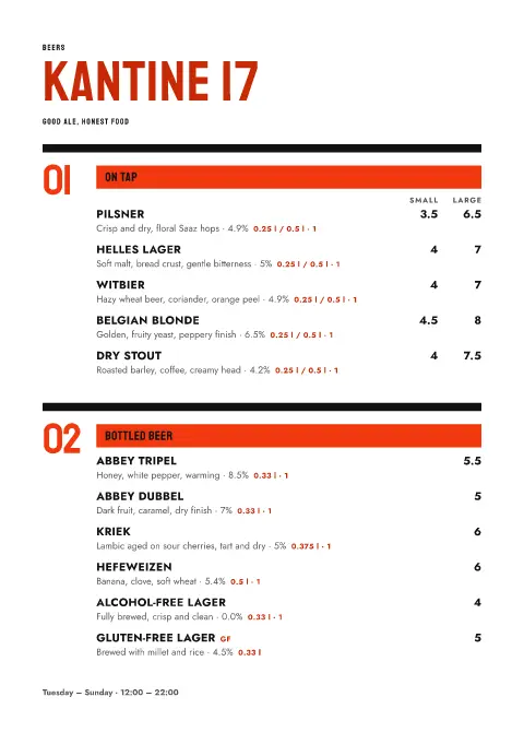 Manifest Pils – menu template preview