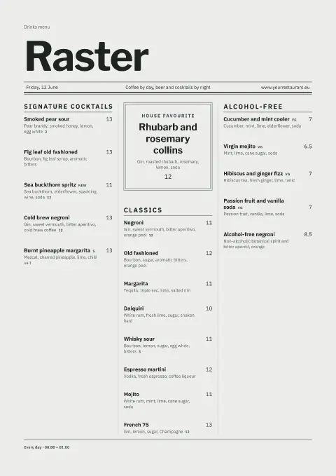 Grid Gazette – menu template preview