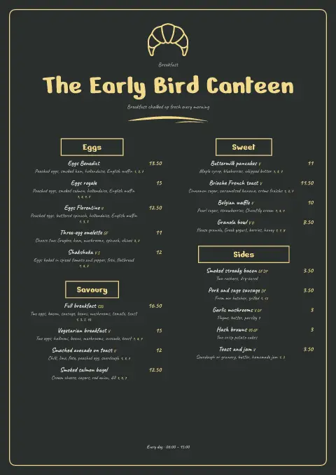 Chalk Rooster – page 1 of the menu template