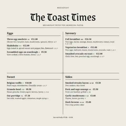 Morning Masthead – menu template preview