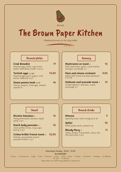 Avocado Scribble – menu template preview