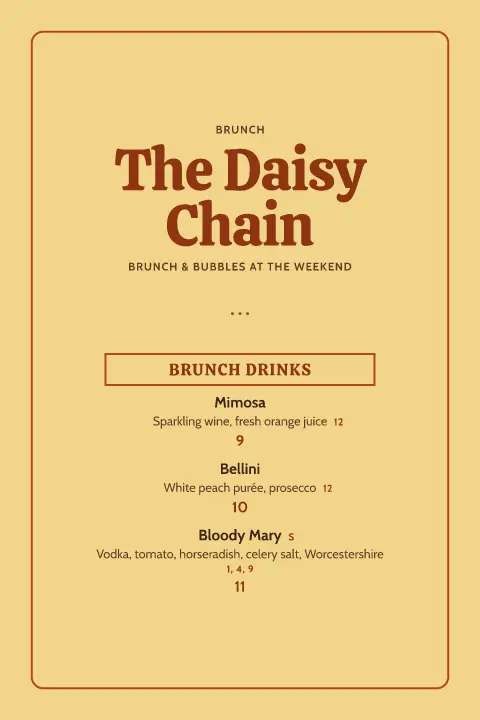 Disco Mimosa – menu template preview