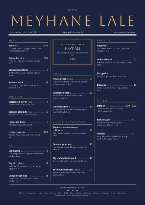 Saffron Gazette – menu template preview