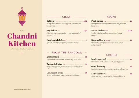 Saffron Lamplight – menu template preview