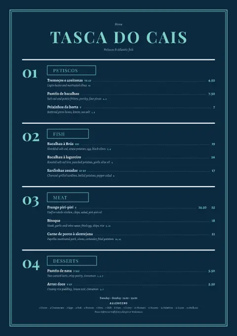 Azulejo Tide – menu template preview