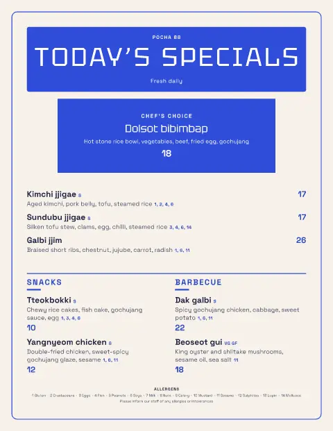 Pocha Neon – menu template preview