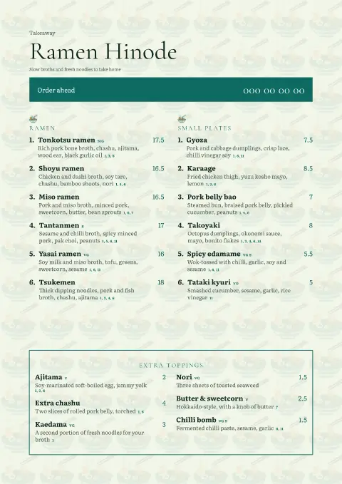 Kombu Leaf – menu template preview