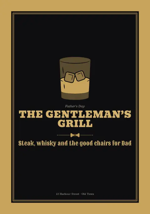 Gilded Tumbler – menu template preview