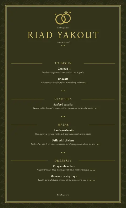Olive Courtyard – menu template preview