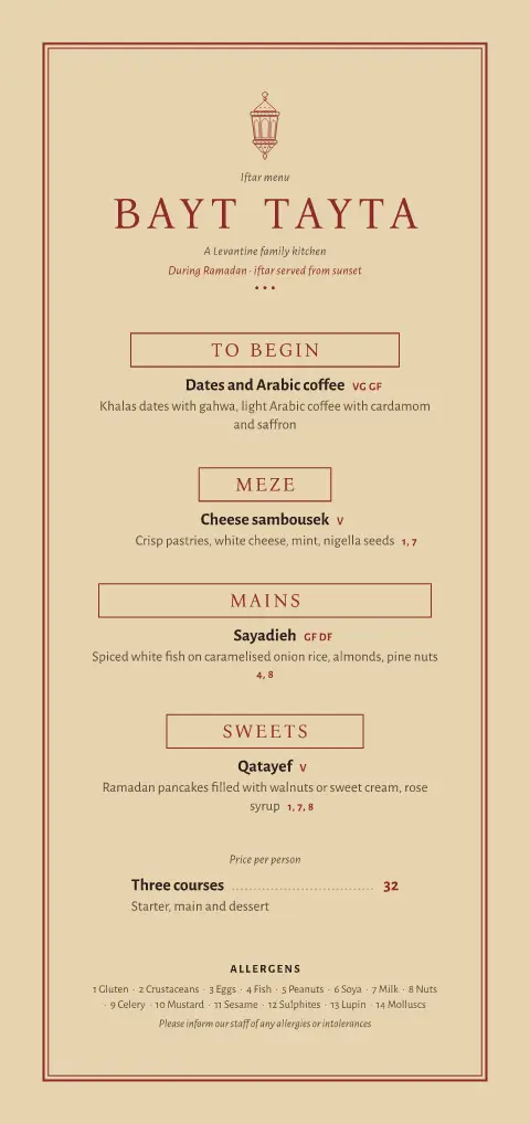 Sumac Hour – menu template preview