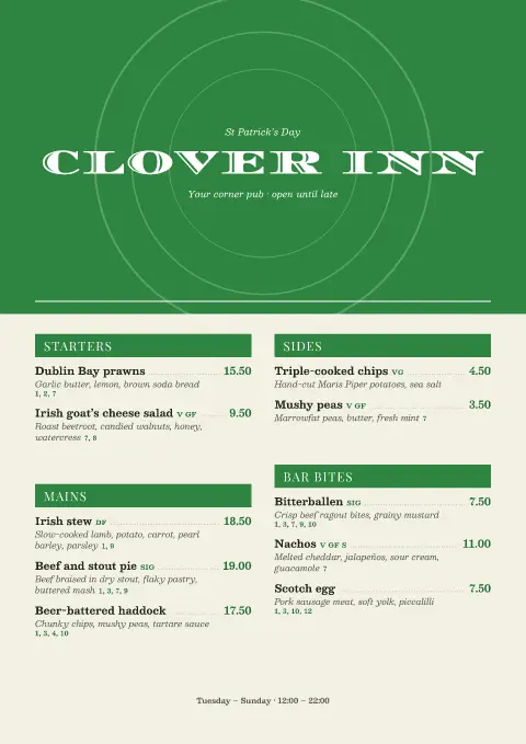 Emerald Rings – menu template preview