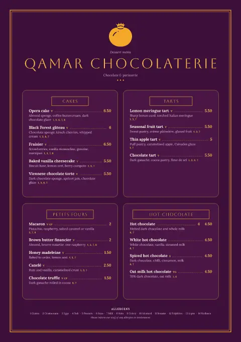 Cocoa Lattice – menu template preview