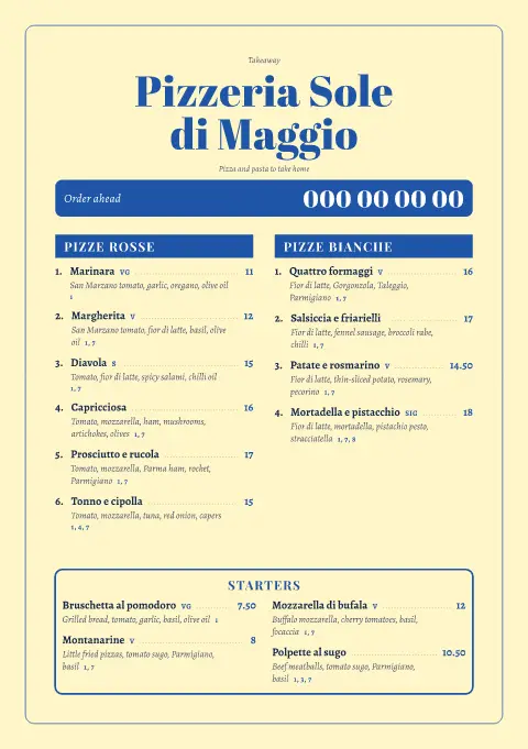 Citrus Forno – menu template preview