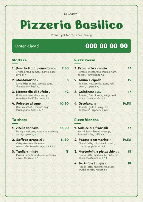 Basil Scribble – menu template preview