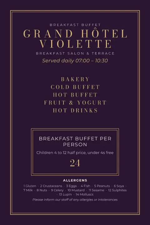 Aubergine Dawn – menu template preview