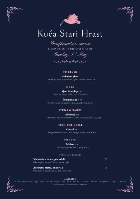 Navy Krizma – menu template preview