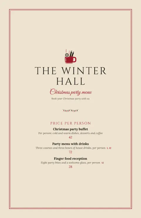 Redwork Invitation – page 1 of the menu template