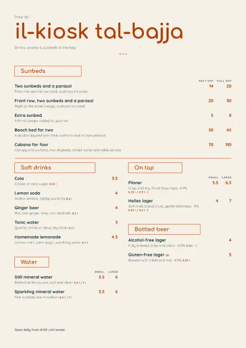 Pebble Kiosk – menu template preview
