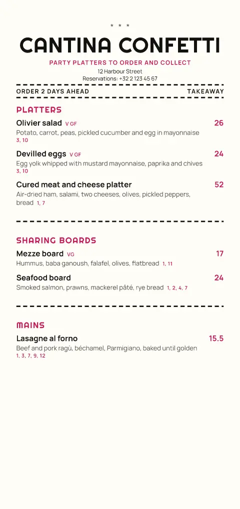 Squiggle Platter – menu template preview