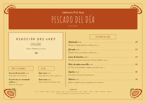 Salmuera kraft – vista previa de la plantilla de menú