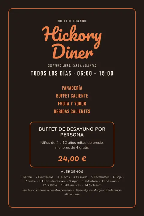 Brasa de plancha – vista previa de la plantilla de menú