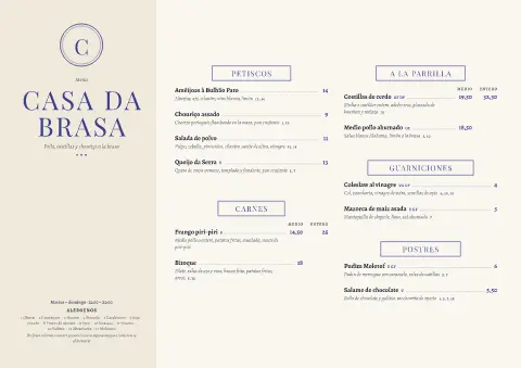 Porcelana piri – vista previa de la plantilla de menú