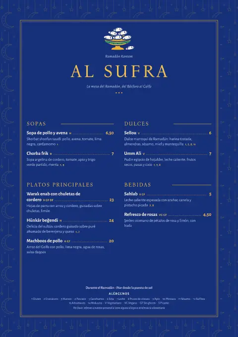 Sufra de mosaico – vista previa de la plantilla de menú