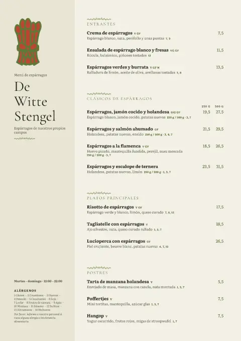 Asperge matcha – vista previa de la plantilla de menú