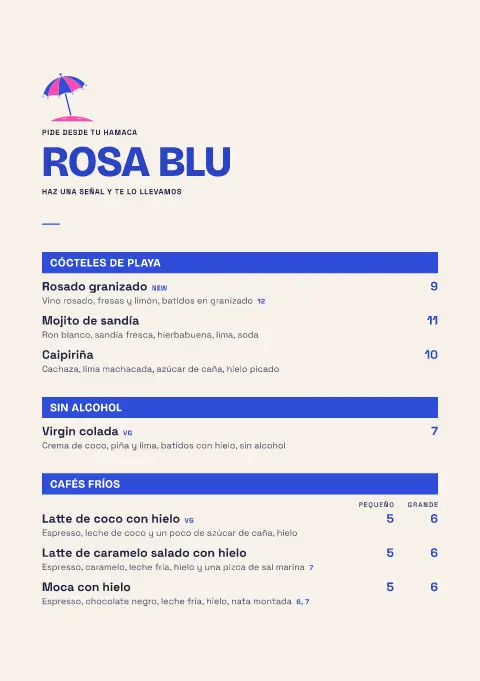 Sombrilla rosa – vista previa de la plantilla de menú