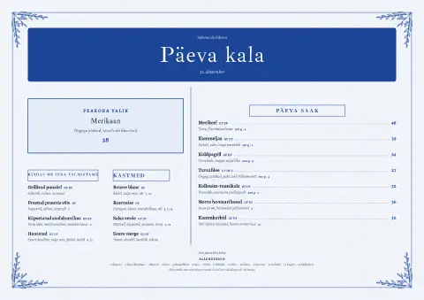 Sinine kai – menüümalli eelvaade