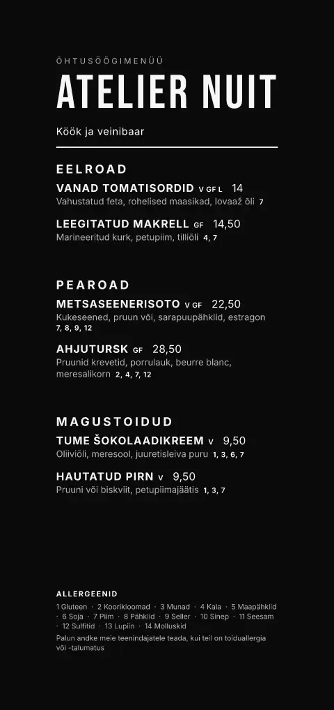 Must sammas – menüümalli eelvaade