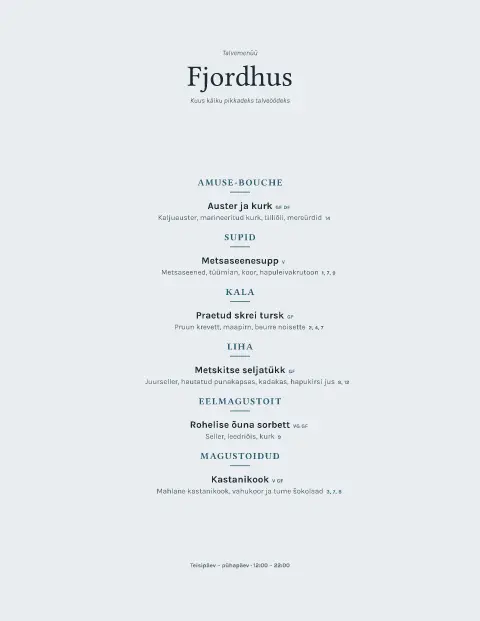 Fjordi härmatis – menüümalli lehekülg 1