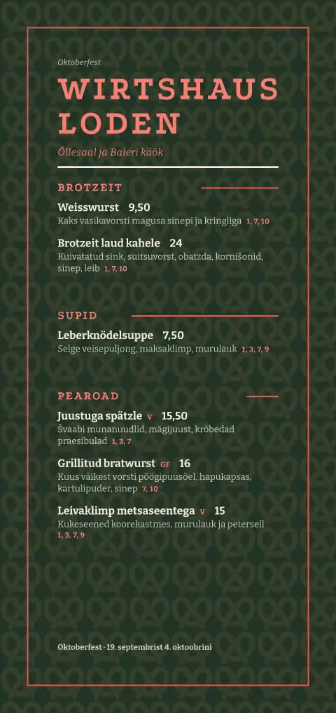 Loodenkringel – menüümalli eelvaade