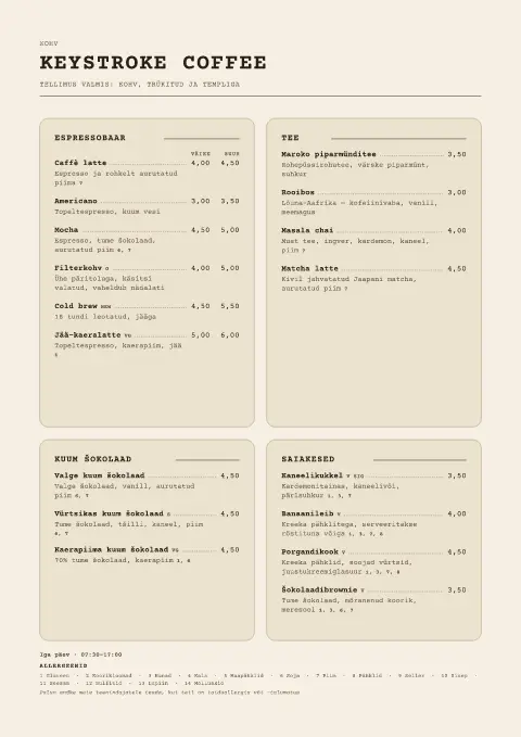Süsinikcrema – menüümalli eelvaade