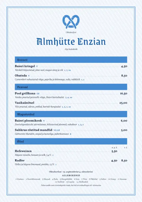 Taevakringel – menüümalli eelvaade
