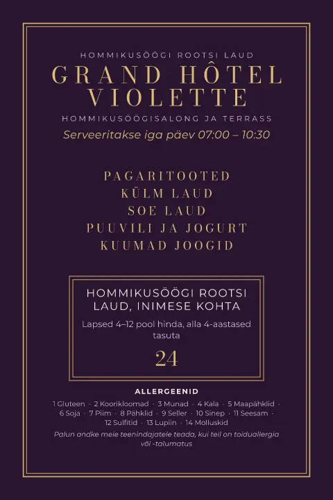 Baklažaanikoit – menüümalli eelvaade