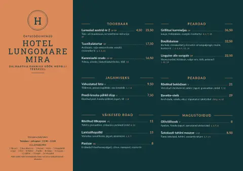 Vaskne lungomare – menüümalli eelvaade