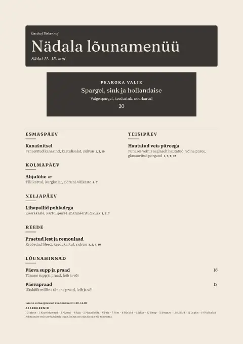 Sparglinädal – menüümalli eelvaade