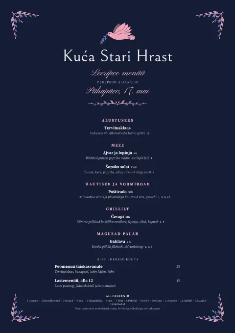 Tumesinine krizma – menüümalli eelvaade