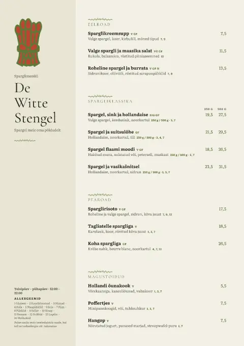 Matcha asperge – menüümalli eelvaade