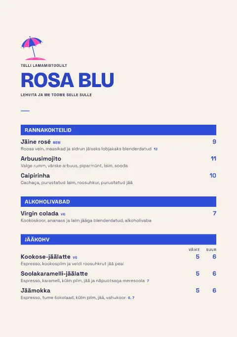 Roosa päikesevari – menüümalli eelvaade
