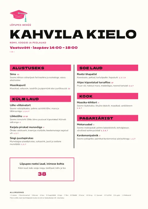 Valge müts – menüümalli eelvaade