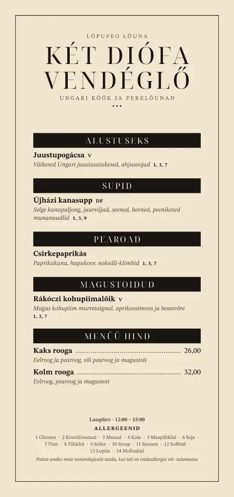 Pogácsa-kotike – menüümalli eelvaade
