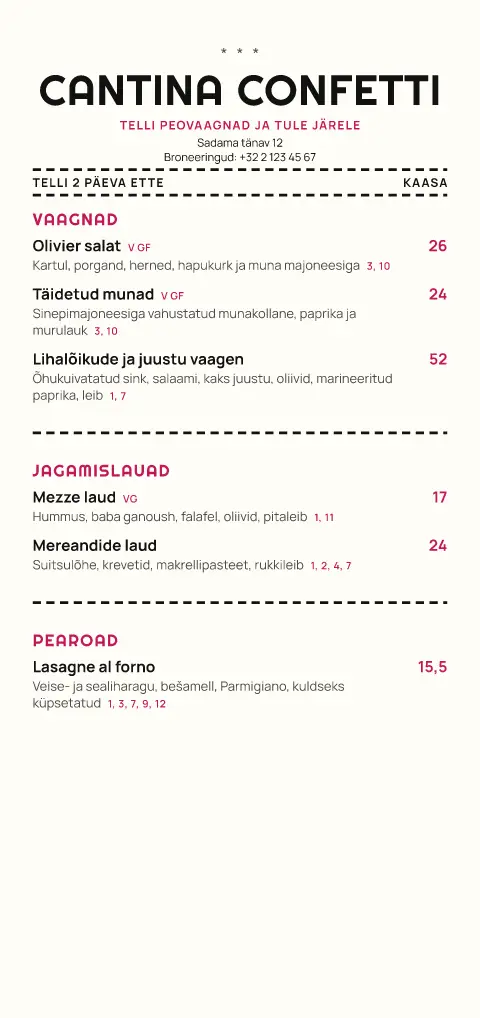 Siksakvaagen – menüümalli eelvaade