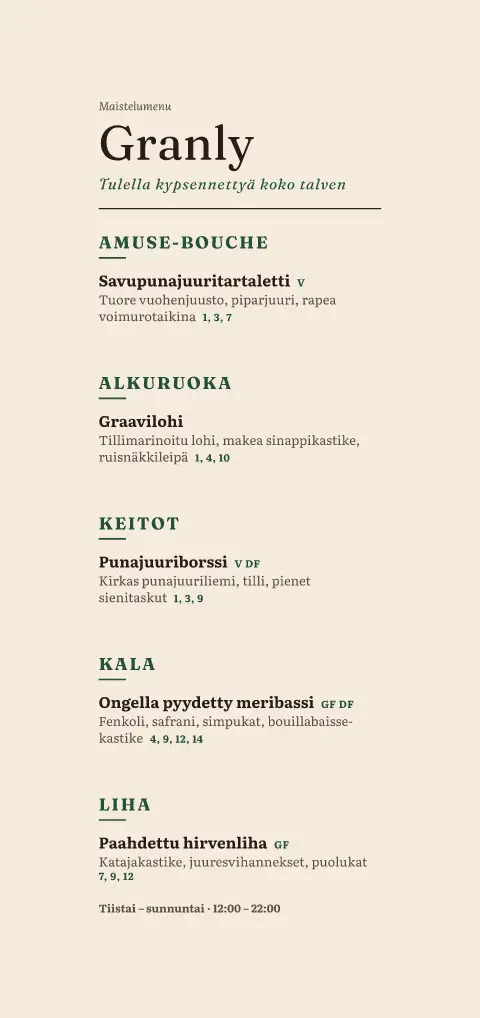 Kuusenhehku – ruokalistapohjan esikatselu