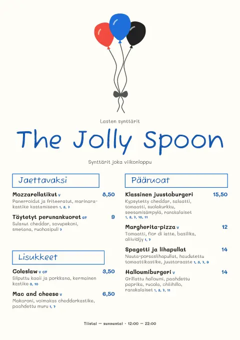 Väriliituilmapallot – ruokalistapohjan esikatselu