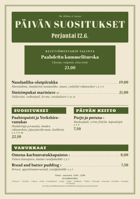 Pajuliuske – ruokalistapohjan sivu 1